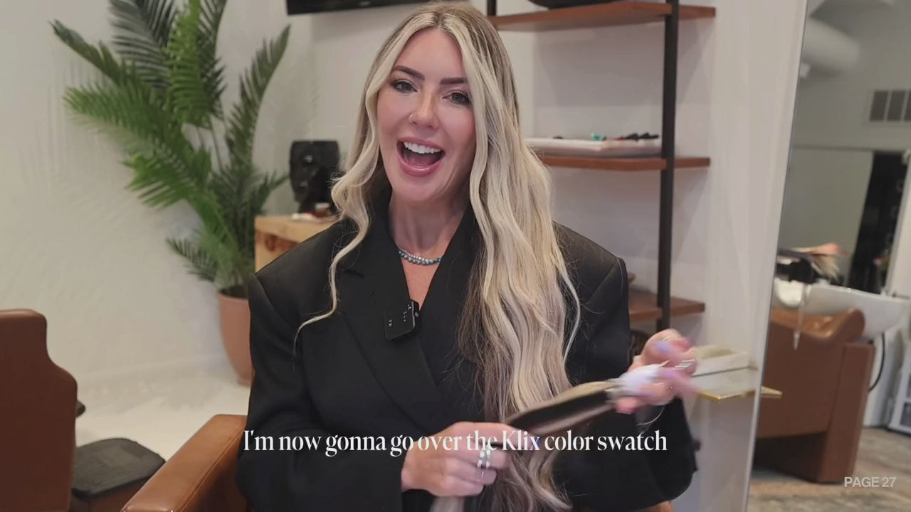 Load video: Hair Swatch &amp; Consultations Video for Klix Hair Extensions